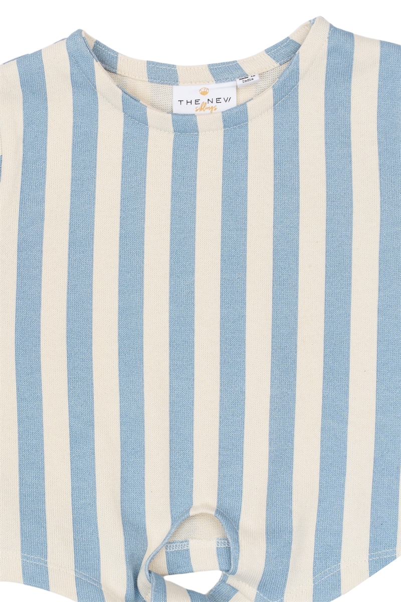 The New Siblings stribet t-shirt med bindebånd – kortærmet top til piger